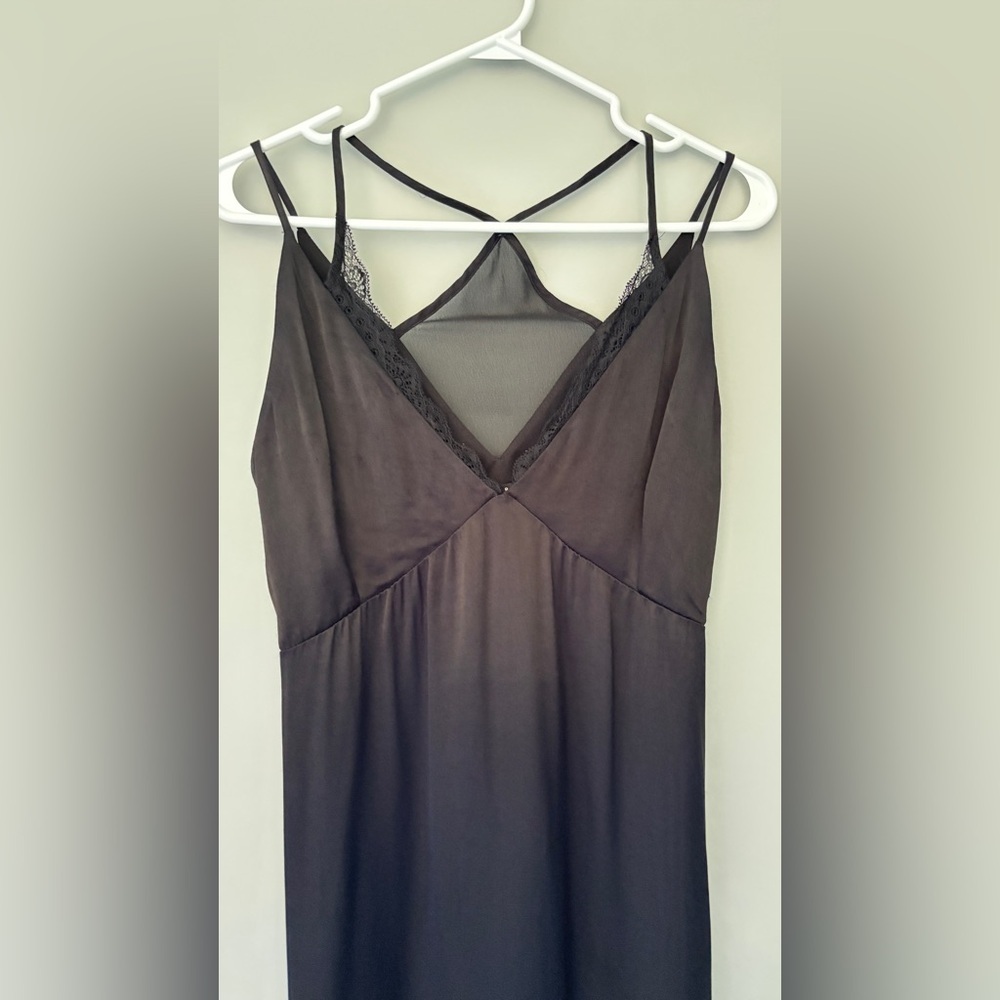 Zara Baby Doll Slip Dress Asymmetrical Strappy Dark Romantic Feminine Black Med - Picture 3 of 12